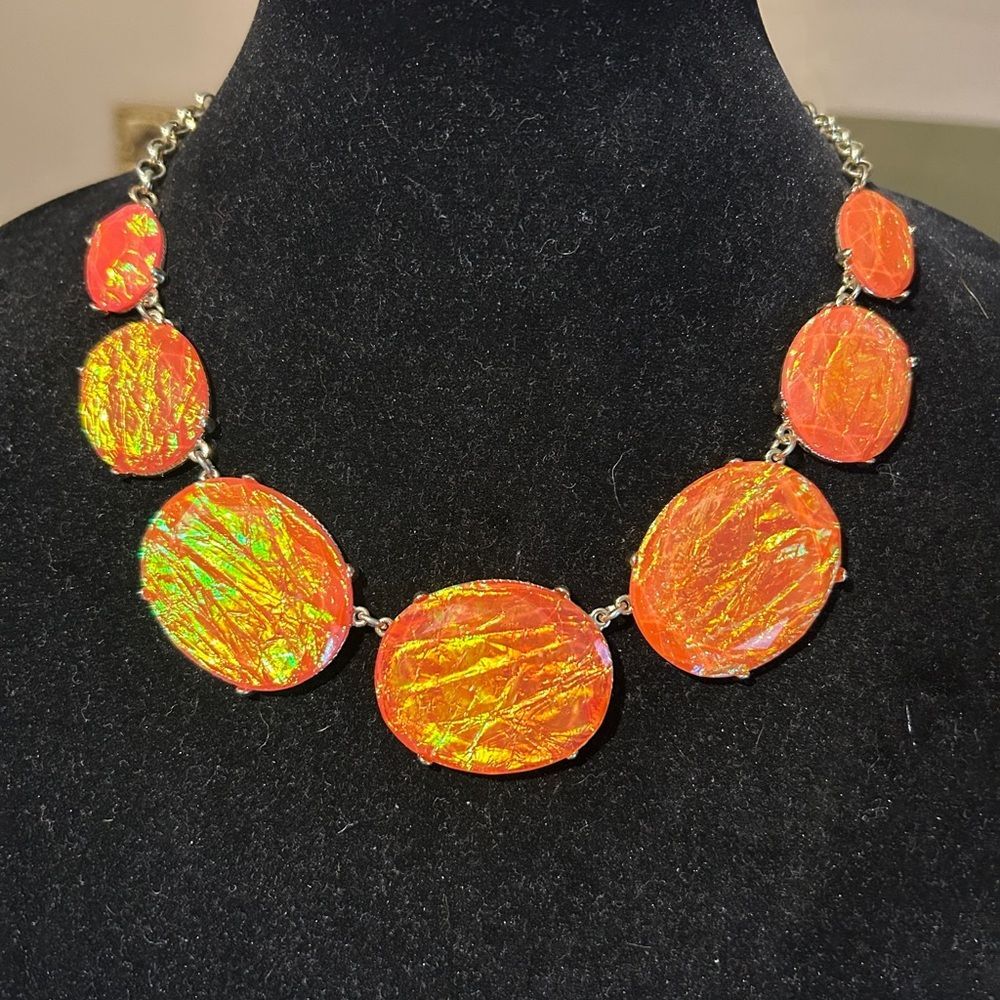 Vibrant Orange Iridescent Statement Necklace